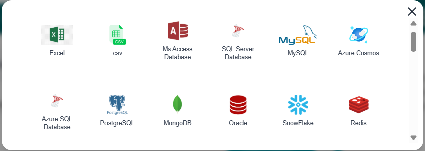 Database Connection Connectors Grid Modal